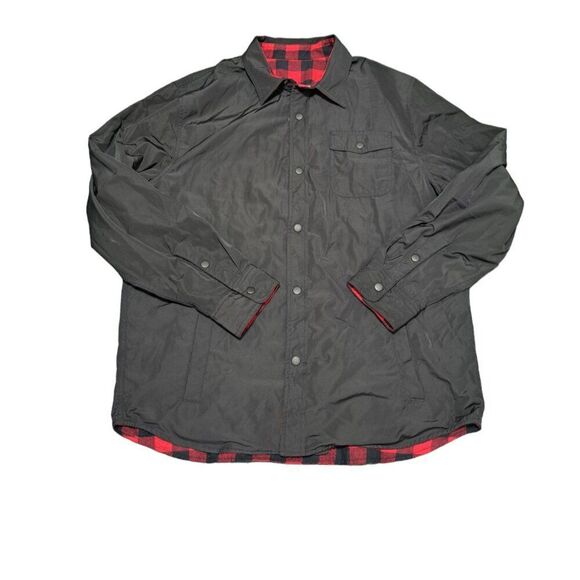 Lands' End Men's Large Buffalo Plaid Red Longs Sleeves Shirt Shacket Reversable - Picture 3 of 8